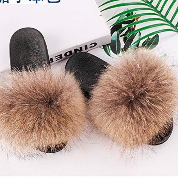 Luxury Fox Fur Slippers for Women - Comfortable & Stylish