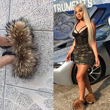 Luxury Fox Fur Slippers for Women - Comfortable & Stylish