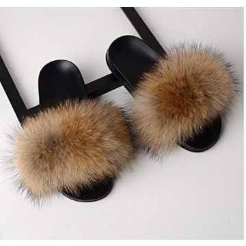 Luxury Fox Fur Slippers for Women - Comfortable & Stylish