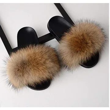Luxury Fox Fur Slippers for Women - Comfortable & Stylish
