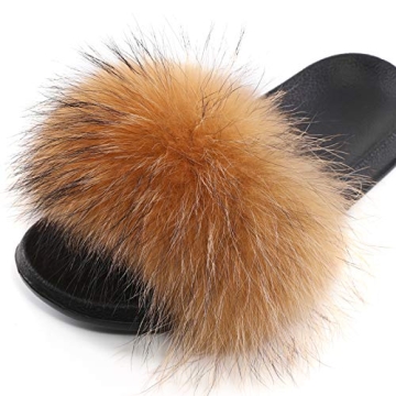 Luxury Fox Fur Slippers for Women - Comfortable & Stylish