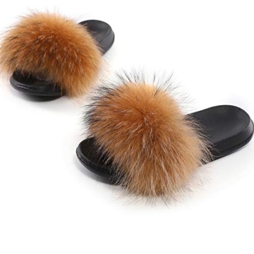 Luxury Fox Fur Slippers for Women - Comfortable & Stylish