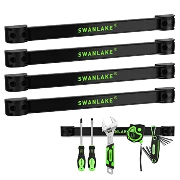 SWANLAKE 12" Magnetic Tool Holder Strip Set - 4PCS, Heavy-Duty Magnetic Tool Organizer for Garage an...