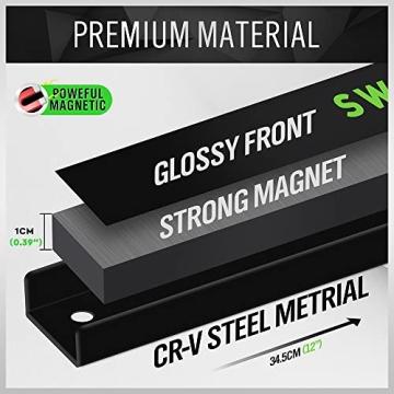 SWANLAKE 12" Magnetic Tool Holder Strips for Garage Use