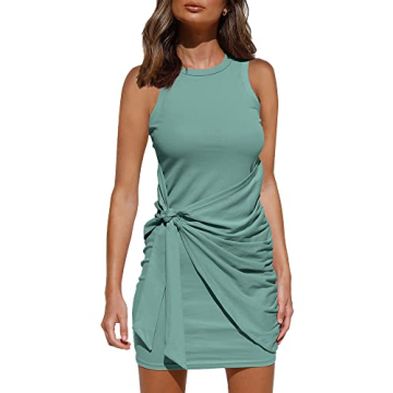 LILLUSORY Women Summer Tie Wrap Tank Short Mini Dresses - Trendy Spring Outfits