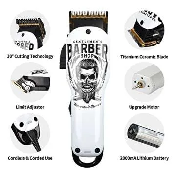 BESTBOMG Updated Professional Hair Clippers Cordless Hair Haircut Kit Rechargeable 2000mAh Hair Bear...