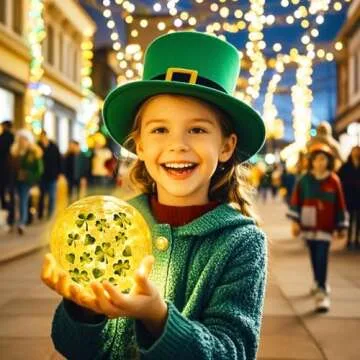 FRAMICS 2 PCS St Patricks Day Decorations 4" Shamrock Globe Night Light with Timer Clover Crackle Glass Ball Light for Table Centerpieces Lighted Decorative Ball Lamp Tabletop LED Light Decor Gift