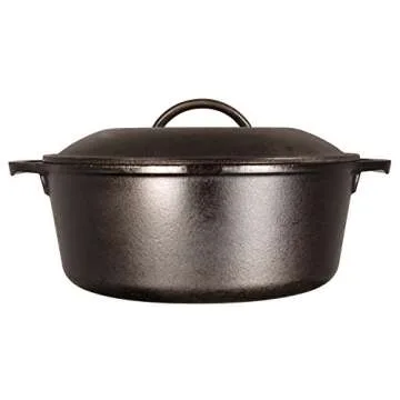 Lodge Cast Iron Double Dutch Oven 5 Quart Black Red