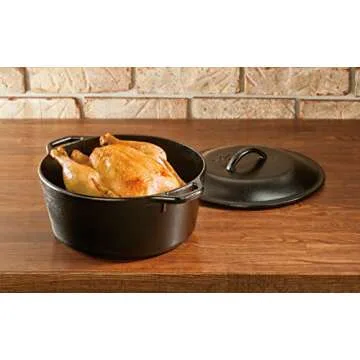 Lodge Cast Iron Double Dutch Oven 5 Quart Black Red