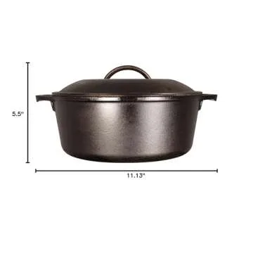 Lodge Cast Iron Double Dutch Oven 5 Quart Black Red
