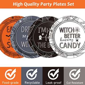 Halloween Party Paper Plates Supplies 7" Disposable Witch Party Dessert Plates Tableware Set Decorat...
