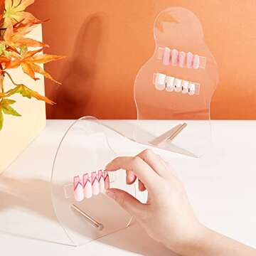 PH PandaHall 2 Sets Nail Art Display Board, 50pcs False Nail Tips Sample Display Acrylic Nail Practi...