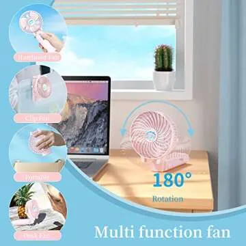 HandFan 5200mAh Handheld Fan Rechargeable, 5-20 Working Hours Hand Fan, 3 Speeds Strong Airflow Personal Fan, 180° Foldable Portable Fan for Travel/Summer/Concerts/Lash, Gifts for Women(Cherry Pink)