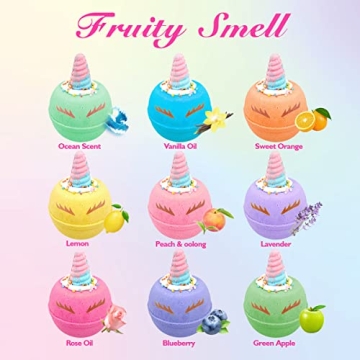 Unicorn Bath Bombs for Kids with Hidden Toys - 9 Pack