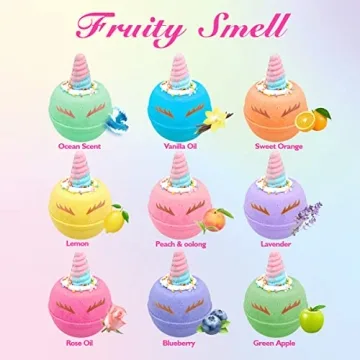Unicorn Bath Bombs for Kids with Hidden Toys - 9 Pack