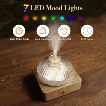 Elegant Glass Dome Essential Oil Diffuser with 7 Color Lights