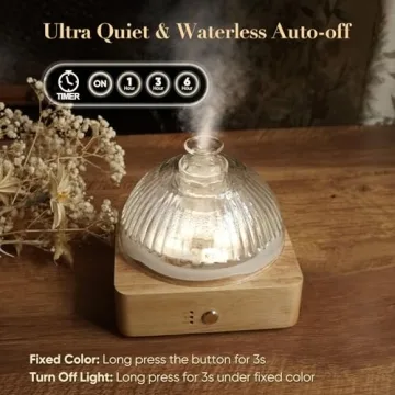 Elegant Glass Dome Essential Oil Diffuser with 7 Color Lights