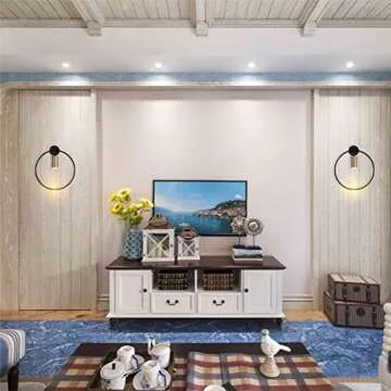 BOKT Modern Wall Light Fixture Mid Century Wall Sconces Metal Circular Wall Mount Light Vanity Light for Living Room, Bathroom, Hallway (Gold, 2 Pack)