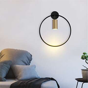 BOKT Modern Wall Light Fixture Mid Century Wall Sconces Metal Circular Wall Mount Light Vanity Light for Living Room, Bathroom, Hallway (Gold, 2 Pack)