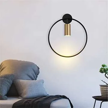 BOKT Modern Wall Light Fixture Mid Century Wall Sconces Metal Circular Wall Mount Light Vanity Light for Living Room, Bathroom, Hallway (Gold, 2 Pack)