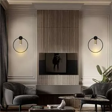 BOKT Modern Wall Light Fixture Mid Century Wall Sconces Metal Circular Wall Mount Light Vanity Light for Living Room, Bathroom, Hallway (Gold, 2 Pack)