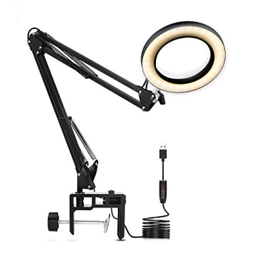 Adjustable 5X Magnifier LED Desk Lamp for Precision Work