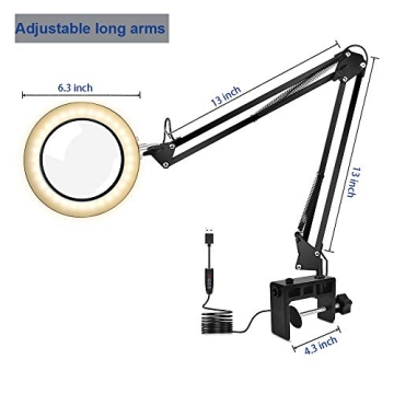 Adjustable 5X Magnifier LED Desk Lamp for Precision Work