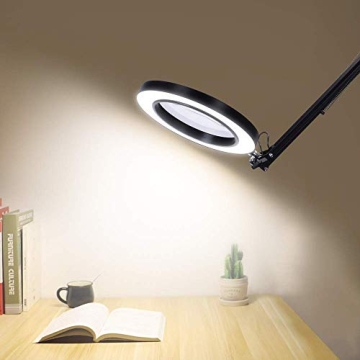 Adjustable 5X Magnifier LED Desk Lamp for Precision Work