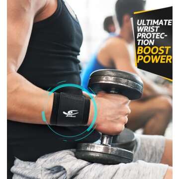 HiRui 2 PACK Wrist Compression Strap and Wrist Brace Sport Wrist Support for Fitness, Weightlifting,...