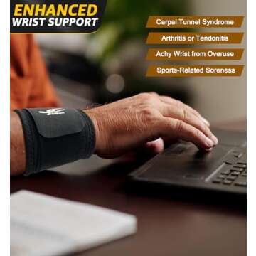 HiRui 2 PACK Wrist Compression Strap and Wrist Brace Sport Wrist Support for Fitness, Weightlifting, Tendonitis, Carpal Tunnel Arthritis, Pain Relief-Wear Anywhere-Unisex,Adjustable