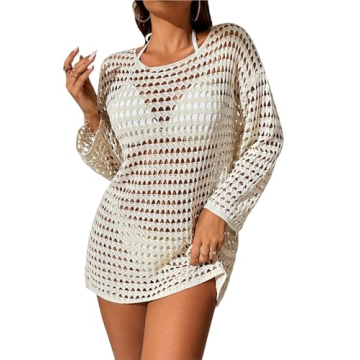 Stylish COZYEASE Crochet Hollow Out Cover Up for Summer