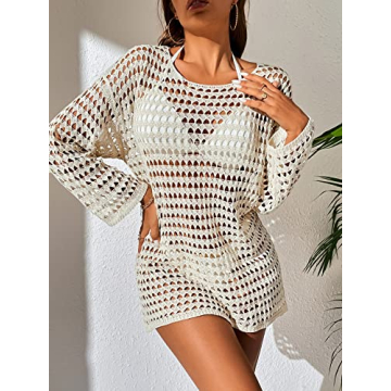 Stylish COZYEASE Crochet Hollow Out Cover Up for Summer