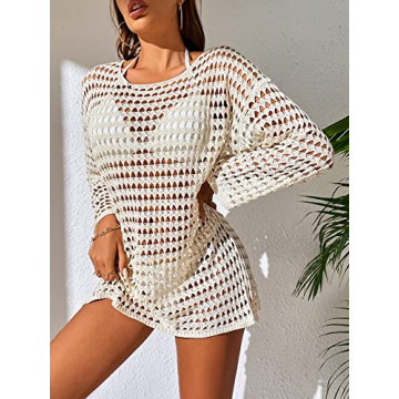 Stylish COZYEASE Crochet Hollow Out Cover Up for Summer