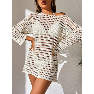 Stylish COZYEASE Crochet Hollow Out Cover Up for Summer