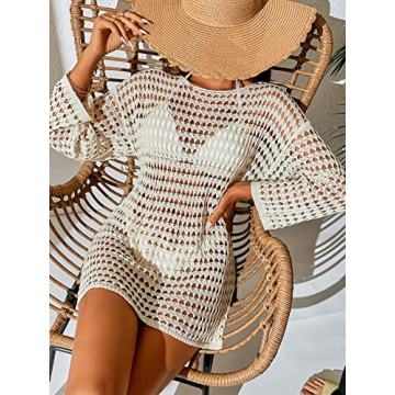 Stylish COZYEASE Crochet Hollow Out Cover Up for Summer