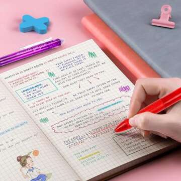 Lineon Erasable Gel Pens, 15 Colors Retractable Fine Point Erasable Pens Clicker, Assorted Color Inks, Make Mistakes Disappear for Drawing Writing Planner and Crossword Puzzles