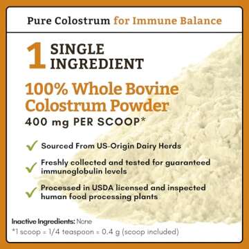 Wholistic Pet Organics Pure Colostrum - 1 Oz - Dog Allergy Relief & Itchy Skin Treatment, Senior Dog...