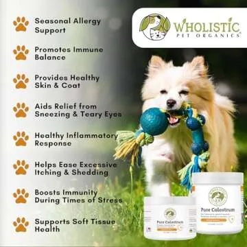 Wholistic Pet Organics Pure Colostrum - 1 Oz - Dog Allergy Relief & Itchy Skin Treatment, Senior Dog Supplements & Immune Support, Licking Paws, Anti Itch for Dogs and Cats