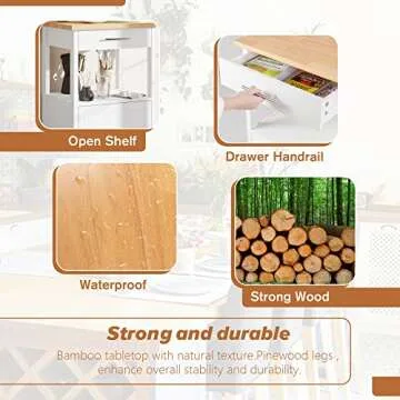 JY QAQA 22" Kitchen Island with Wheels and Storage