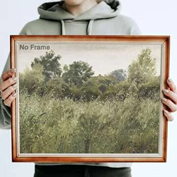 Vintage Landscape Canvas Painting Wall Art Wildflower Painting on Canvas for Kitchen Forest Landscape Prints Vintage Landscape Oil Painting Meadow Artwork for Dining Room Decor 16x20inch No Frame