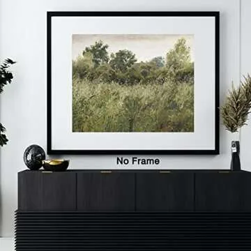 Vintage Landscape Canvas Painting Wall Art Wildflower Painting on Canvas for Kitchen Forest Landscape Prints Vintage Landscape Oil Painting Meadow Artwork for Dining Room Decor 16x20inch No Frame