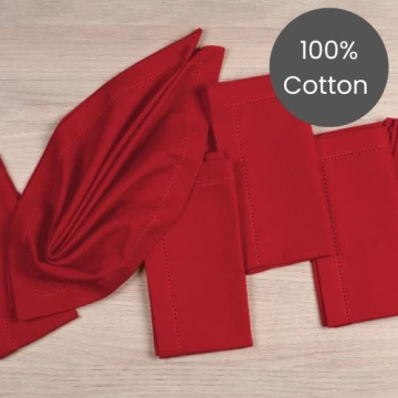 Premium Linen Hub Hemstitch Dinner Napkins Set of 12