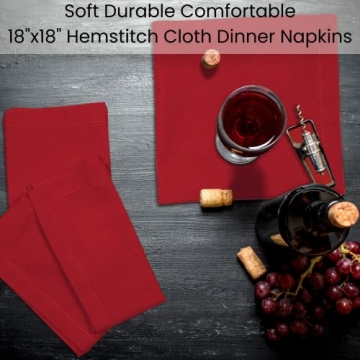 Premium Linen Hub Hemstitch Dinner Napkins Set of 12