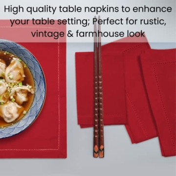 Premium Linen Hub Hemstitch Dinner Napkins Set of 12