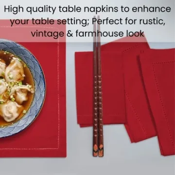 Premium Linen Hub Hemstitch Dinner Napkins Set of 12