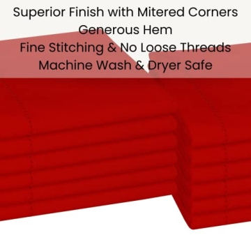 Premium Linen Hub Hemstitch Dinner Napkins Set of 12