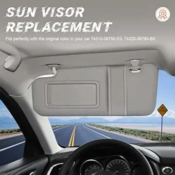 Gray Driver Left + Passenger Right Side Sun Visor Replacement Compatible with 2007 2008 2009 2010 2011 Toyota Camry without Sunroof Replace ‎74310-06750-E0, 74320-06780-B0