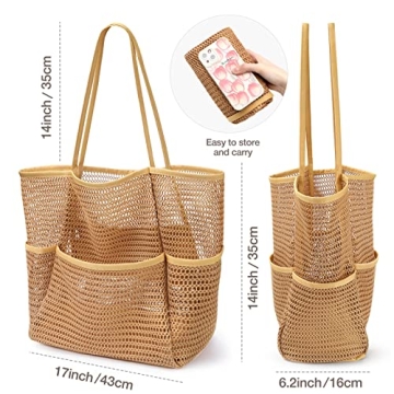 KPX Mesh Beach Bag - Large Foldable Tote for Women