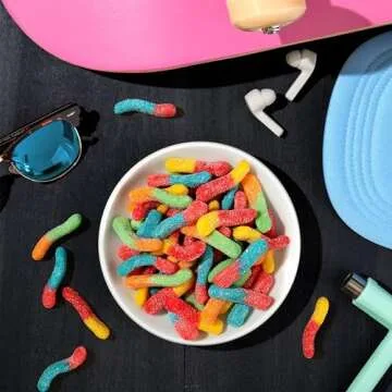 Trolli Sour Brite Crawlers, Candy, Cherry-Lemon, Strawberry-Grape & Orange-Lime, Sweet and Sour, Gummy Worms, 7.2 oz