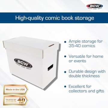 BCW Short Comic Storage Box - 10 Pack | Holds 150-175 Current/Silver Age Comics | Stackable, Durable...